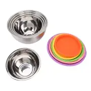 5Pcs Mixing Bowls With Colorful Lids Stainless Steel Nesting Metal Salad Mixi