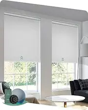 Yoolax Motorized Blinds with Remote, Blackout Smart Blinds for Windows Motorized Roller Shades, Automatic Window Shades Work with Alexa for Bedroom Office Kitchen (Jacquard White, 28" W x 72" H)