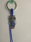 Lucky Round Owl Keychain Hanging Ring Feng Shui Evil Eye Protection Blue &...