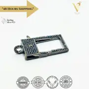 Blue Sapphire Lobster Lock Clasp Hook 925 Sterling Silver Rectangle Lock Finding