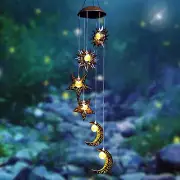 Solar Wind Chimes - Sun Moon Star Hanging Lights - Outdoor Garden Decor
