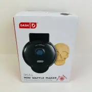 Skull Shaped Mini Waffle Maker Black Halloween Non Stick Belgian Dash 350 Watts