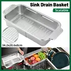 304Stainless Steel Retractable Sink Drain Basket Kitchen Storage Rack Adjustable