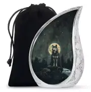 Wolf Howling Large Urn For Ashes For Women - Funeral Urns - 10 Inch