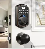 Veise Fingerprint Door Lock 2 Knobs Keyless Entry Deadbolt Smart Oil-Rubbed Bron