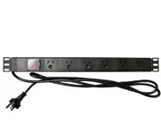 CABAC 10A Rail Horizontal Power Distributon Board 6 Way 19 Inch Mounting Black