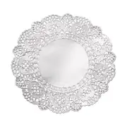 50 Pcs Paper Doilies 5 Inch Round Lace Decorative Placemats, Silver
