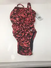 Speedo 7719753 Women's Fractal Bloom Flyback Prolt One Piece Speedo Red sz 26