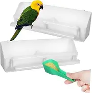 ibasenice 1 Set Bird Feeder for Cage Durable Bird Food Dispenser Box with Feeding Spoon Stable Parrot Feeder Cups for Budgies and Cockatiels
