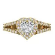 1.49Ct Heart Cut Moissanite Solid Gold Halo Engagement Promise Statement Ring