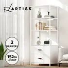 Artiss Bookshelf Bookcase Display Shelf 2 Drawers Storage Rack Cabinet White