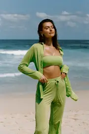 Lucille Shimmer Cover Up Top - Lime Sparkle