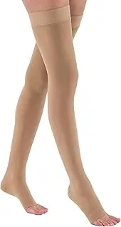 JOBST Relief Thigh High 15-20 mmHg Compression Stockings, Open Toe with Silicone Dot Band, Small, Beige