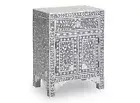 Mother of Pearl Floral 1 Drawer 2 Door Bedside Table Grey Color