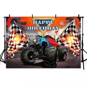 Monster Truck Backdrop Banner Background Photography for Kids Birthday Party Decorations