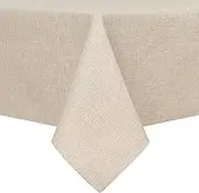 Hiasan Faux Linen Square Tablecloth - Waterproof Wrinkle and Stain Resistant Washable Tale Cloth for Kitchen Dining Room Holiday Dinner, Beige, 54 x 54 Inch