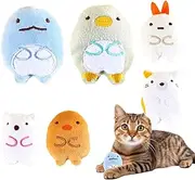 Plush Cat Toy,Set of 6 Cute Plush Cat Chew Toys | Soft Interactive Entertaining Dolls with Squeaky Bell for Indoor Play and Boredom