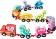 KOMBIUDA Early Learning Educational Train Toy Set Dinosaur Numbers Recognition for Boys and Girls Safe Smooth Blocks