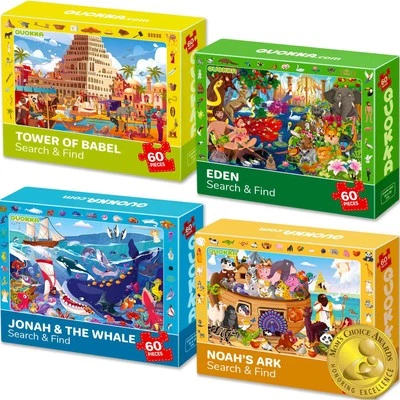 60 Piece Kids Puzzles Ages 5-8 - Set of 4 Bible Jigsaw Puzzles for Kids 4-6-1...