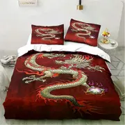 v2416 Bed Sheets Magic World Dragon Bedding Set Boys Girls Twin Queen Size Duvet Cover Pillowcase Bed Kids Adult Fashion Home Textileextile 3-Piece Be