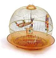Indoor/Outdoor Aviary Parrot Cage Round Luxury Golden Metal Bird Cage Bird Houses Bird Cage Parakeet Cage (Size : Large)