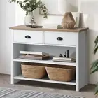 Oikiture Console Table Wood Sofa Table Hall Side Entry with 2 Drawers