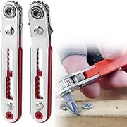 Mini Ratchet Wrench Set, 1 Pcs Flat Head + 1 Pcs Elbow Head Cr-V Steel Reversible Ratcheting Wrenches with 1/4" Hex Drive Socket High Torque Offset Right Angle Screwdriver for Screwdriver Bits