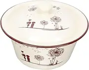 CLISPEED Vintage Enamel Oil Basin with Lid Kitchen Condiment Holder Multipurpose Enamelware for Soups Induction Cookers Easy to Clean Store for Friends