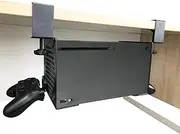UISKOOPW No Drilling Under Desk Mount for Xbox Series X with Handle Storage,Free Installation Table Holder Compatible with Xbox X,Stealth Horizontal Gaming Desk Stand Accessories for XSX(Upgrades)