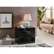 High Gloss Black Bedside Table Nightstand with 2 Drawers