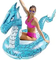 Monsoon [Dragon] Inflatable Pool Floats for Adults Large Ride-On Swimming Pool Float Floatie with Handles - Blue