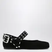 [Alaïa] Black suede flat ballerina biker 40 IT Black