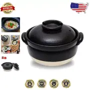 Traditional Japanese DONABE Clay Rice Cooker - 2 Cup Capacity with Double Lids