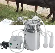 7L/14L Portable Automatic Livestock Milking Equipment, Stainless Steel Pulsating Milking Vacuum Pump, Efficient Pulsation + Auto-Off Function, for Dairy Cow Sheep,14L,Cattle
