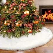 yuboo White Fur Christmas Tree Skirt, 48 inches Fluffy Xmas Tree Rug Skirt fo...