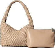 [RISEWRD] Woven Bag for Women, Vegan Leather Handbag and Purse Shoulder Bag Casual Retro Hand Woven Totes Ladies Underarm Bag