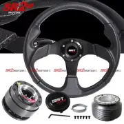 Drift Sport 14" Jet Black Steering Wheel + Quick Release + Hub + Horn (for: Toyota)