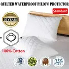 2 PCS Waterproof Cotton Pillow Protector Cases Slip Zipper Opening Anti-allergy