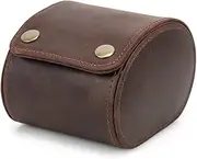 [WICRFYHD] Single Watch Gift Box with Pillow for Men, Brown Watch Roll Travel Leather Case - Storage Organizer & Solid Dividers for Home Storage
