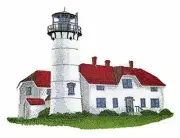 Chatham Lighthouse Embroidered Iron on/Sew Patch [8" X 6"]
