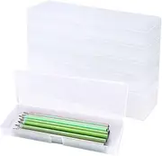 RETON 6Pcs Frosted Plastic Pencil Cases, Extended Clear Plastic Pencil Boxes with Hinged Lid and Snap Closure for Pencils, Pens, Drill Bits, Ruler, School Office Supplies