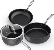 Induction Pots and Pans, Stainless Steel Pots and Pans Set 4Pcs with Lid, Induct