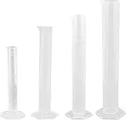 Baluue 4pcs Plastic Measuring Cylinder Chemical Measuring Tube Clear Volumetric Cylinder Graduated Measuring Cylinder Glass Measuring Cup Transparent Test Tube Beaker with Scale Tool