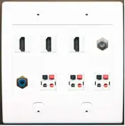 RiteAV 3 Port HD 1 x Coax 1 x RCA Blue Subwoofer and 3 Speaker Jack Wallplate