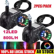2X Submersible Fountain Pump w/ 12LED Light for Water Feature Outdoor Small Pond