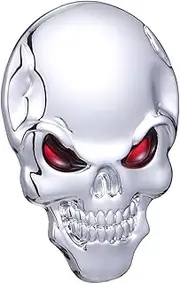 Kichvoe Skull Metal Auto Decal Silver Badge for Cars Trucks Suvs Design Sticker Unique Car Decoration Easy Application for All Vehicles