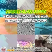 STAINED GLASS SHEET Mosaic Cathedral Clear Irid Stipple Wispy Texture Leadlight
