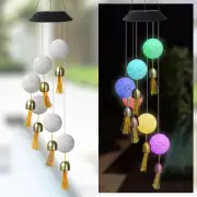 LED Solar Powered Color Changing Crystal Ball Wind Chimes With Bill Garden Décor