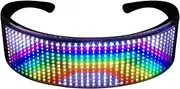 [Generic] Glasses Customizable BT Glasses Light Glow Glasses DIY Messages 22 Animations 20 Pictures Music Mode Glow Toys for Halloween Par Rave Music Festival Black One Size