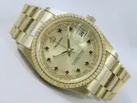 在飛比找Yahoo!奇摩拍賣優惠-【PR】PROKING 皇冠 金鑽面 鍍金機械 經典男錶